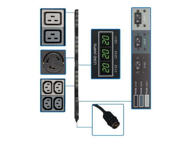 Eaton Tripp Lite Series PDU 3-Phase Metered 208V 14.4kW 36 C13; 6 C19; 3 L6