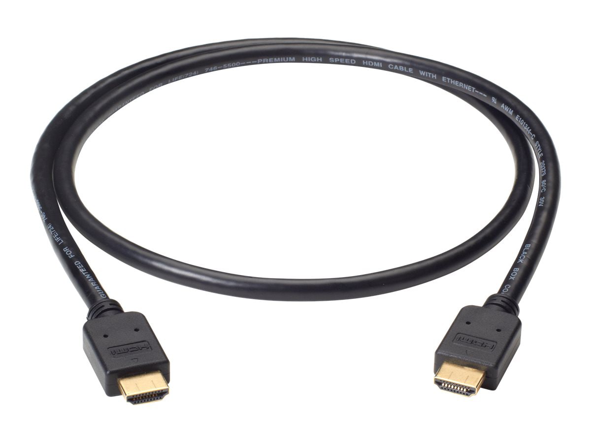 Black Box Premium 1 Meter 3ft HDMI w/ Ethernet Cable, M/M, 4K 3D 1080P