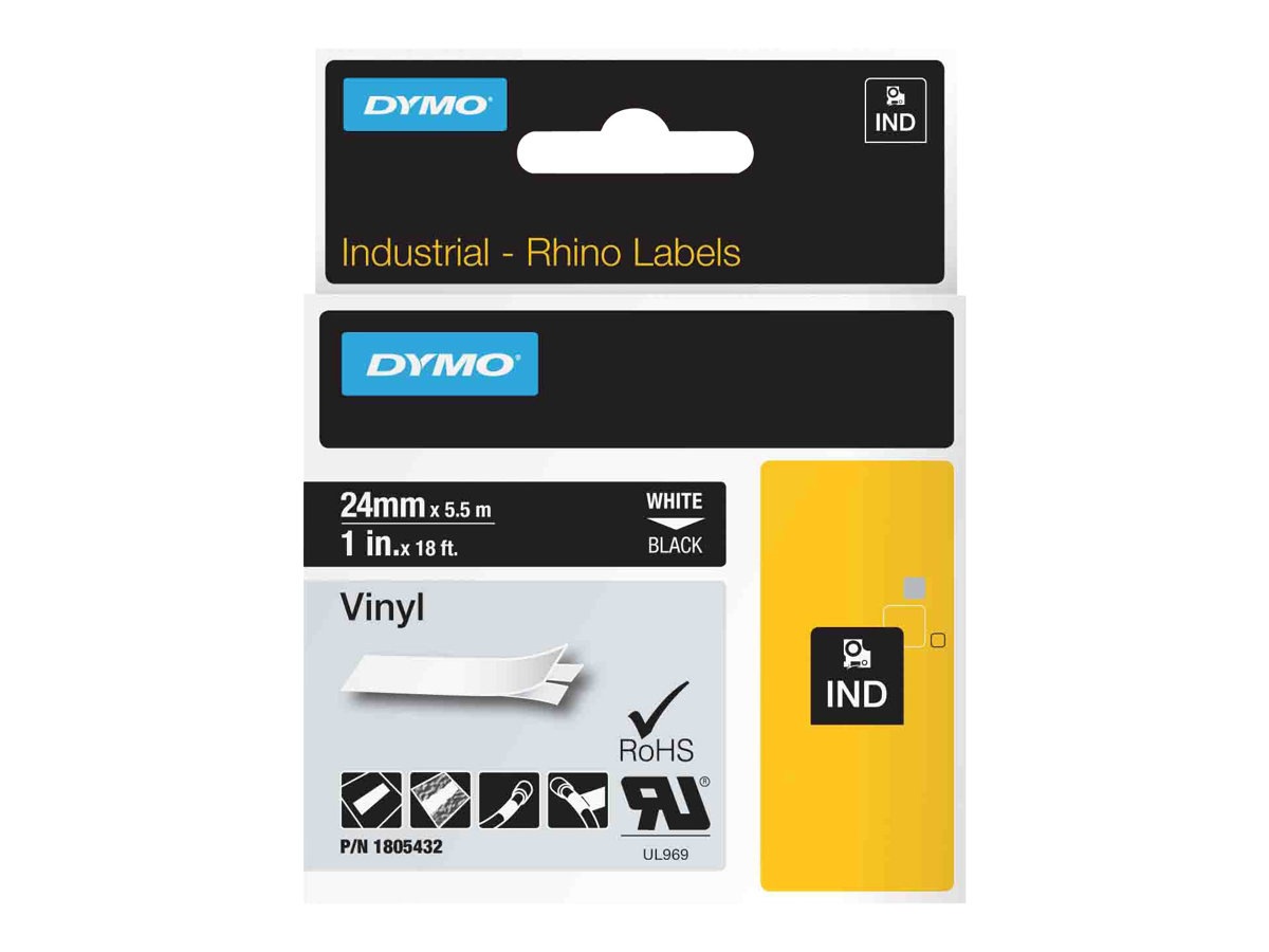 DYMO RHINO 1IN BLK VINYL TAPE 24MM