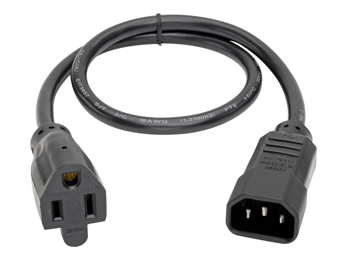 Tripp Lite Standard Computer Power Cord 10A 18AWG C14 to 5-15R - power cable - power IEC 60320 C13 to NEMA 5-15 - 2 ft