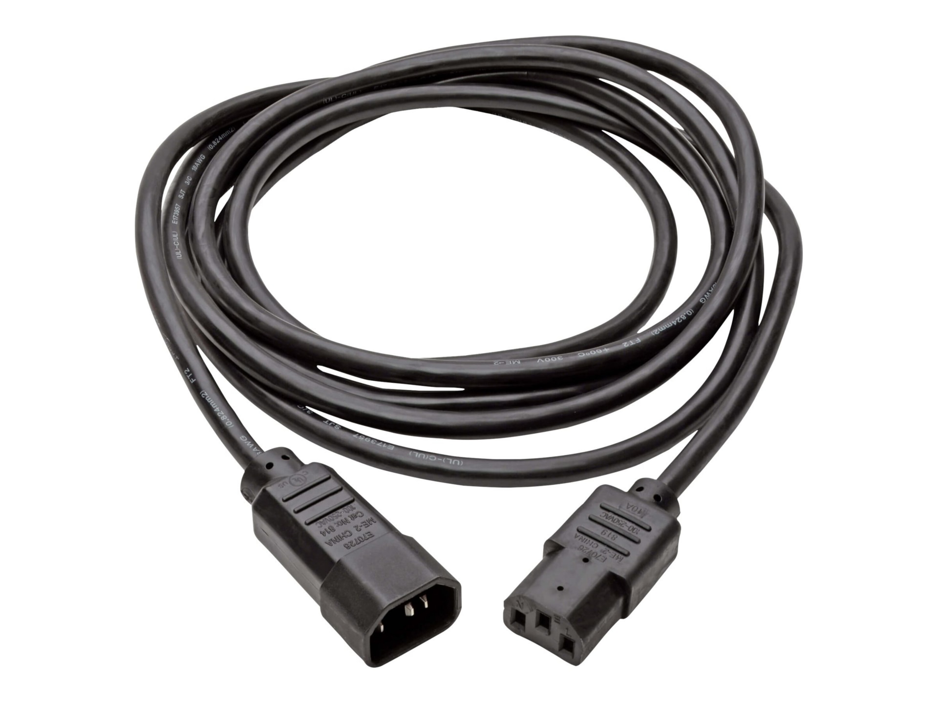 Thumbnail 2 of 6 for Eaton Tripp Lite Series PDU Power Cord, C13 to C14 - 10A, 250V, 18 AWG, 15 ft. (4.57 m), Black - power extension cable -