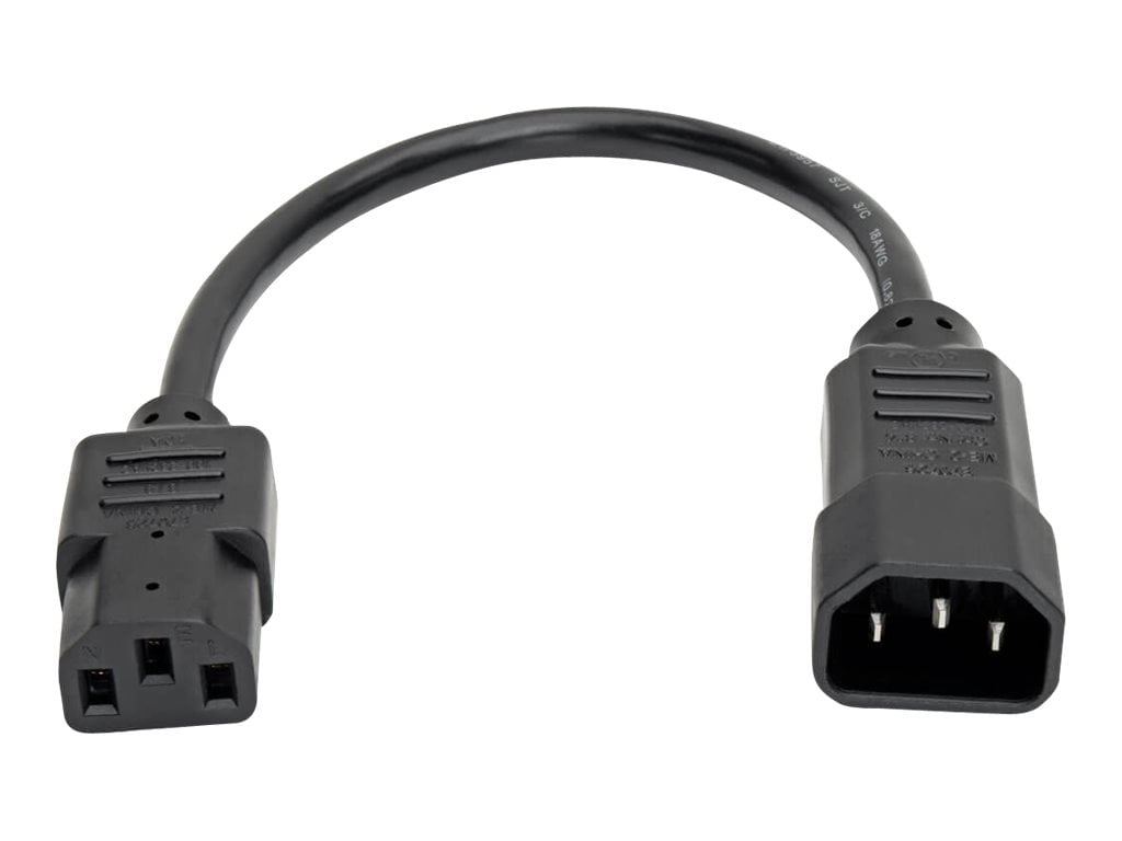 Tripp Lite Computer Power Extension Cord Adapter 10A 18AWG C14 to C13 1ft