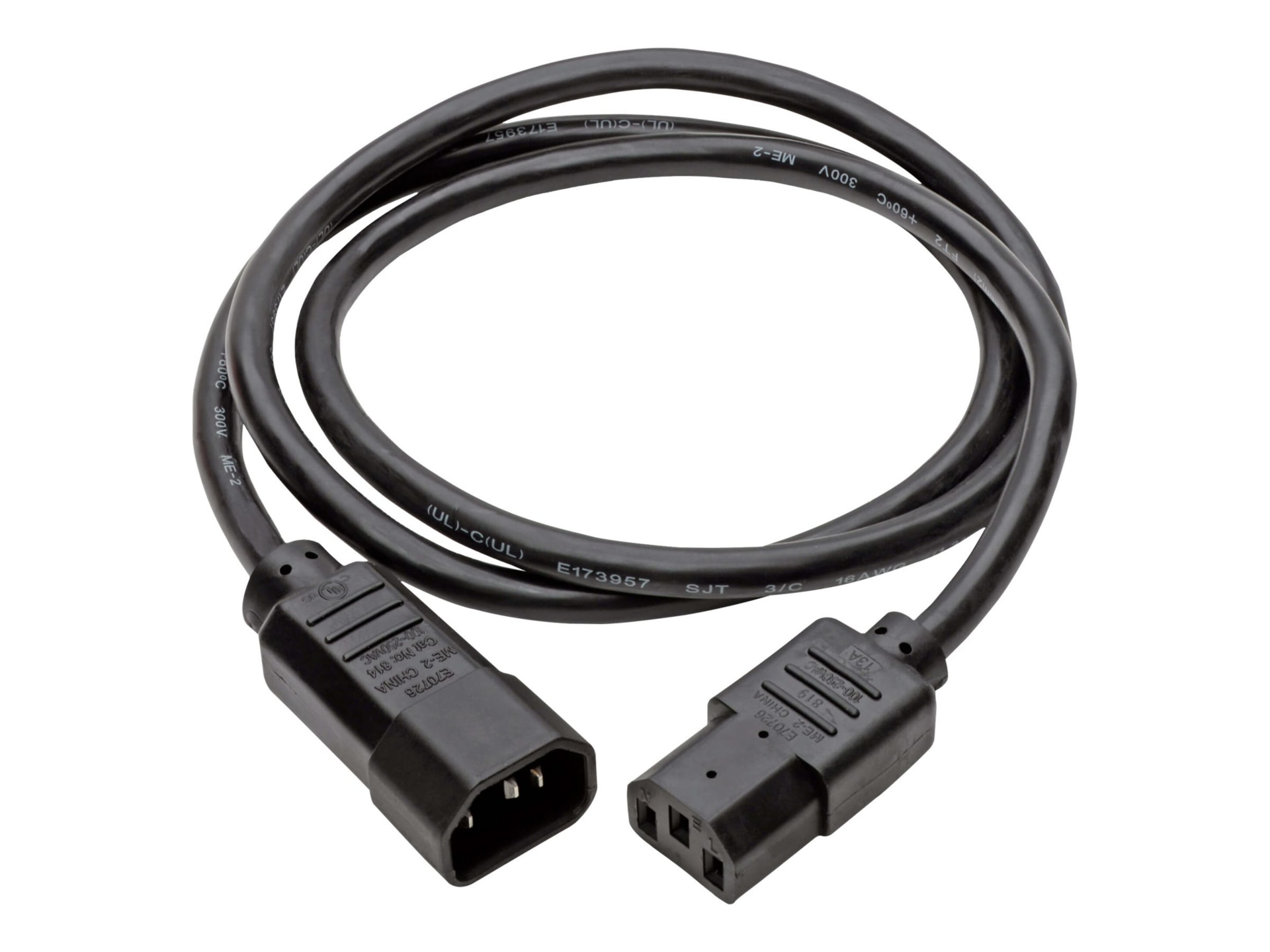 Thumbnail 2 of 7 for Eaton Tripp Lite Series PDU Power Cord, C13 to C14 - 13A, 250V, 16 AWG, 4 ft. (1.22 m), Black - power extension cable -