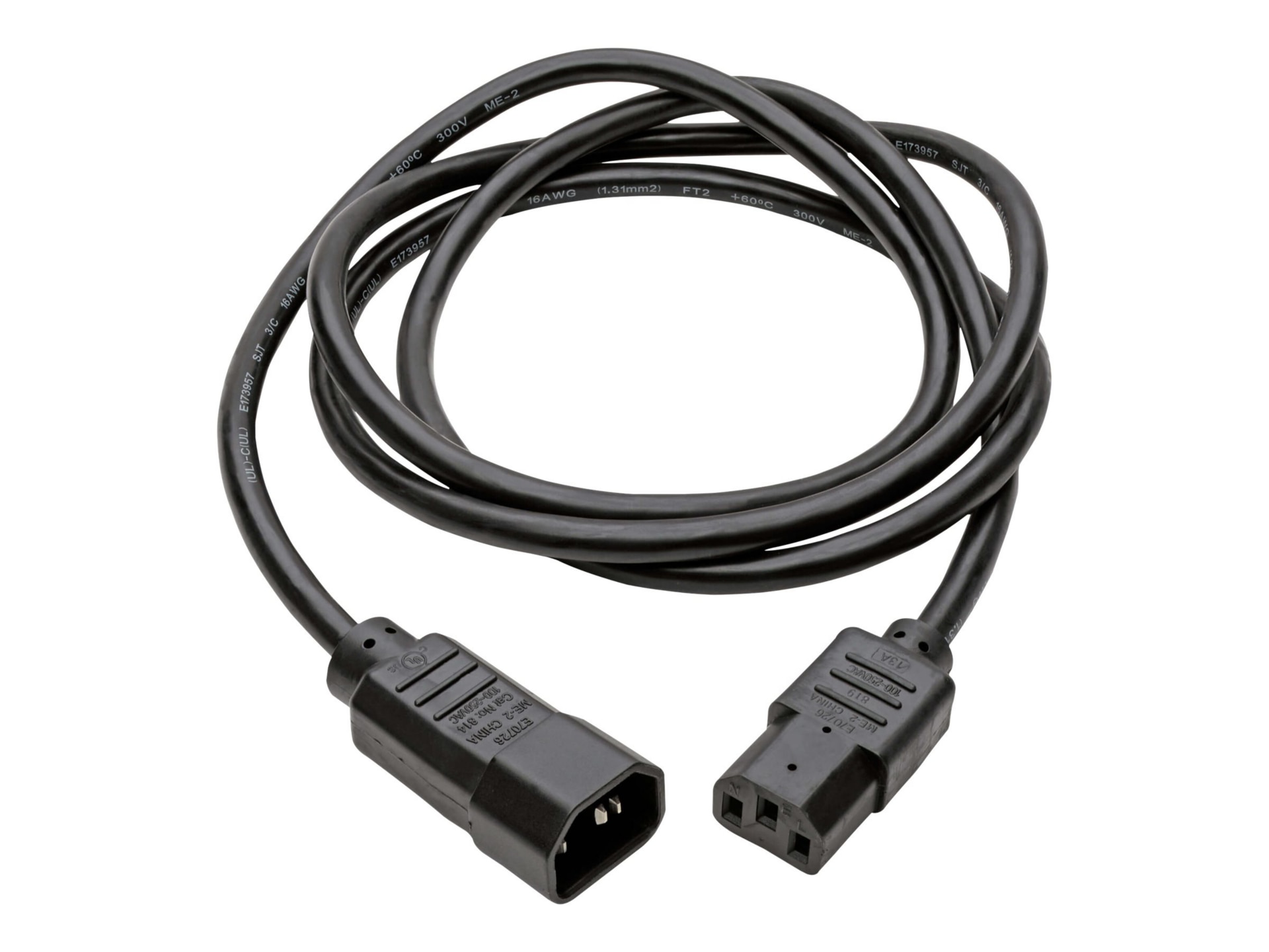 Thumbnail 2 of 5 for Eaton Tripp Lite Series PDU Power Cord, C13 to C14 - 10A, 250V, 18 AWG, 8 ft. (2.43 m), Black - power extension cable -