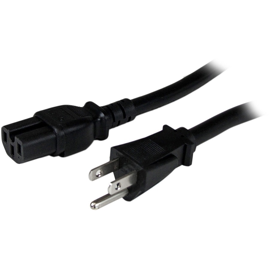 StarTech.com 4ft (1.2m) Heavy Duty Power Cord NEMA 5-15P to C15 AC Power Cable 15A 125V 14AWG