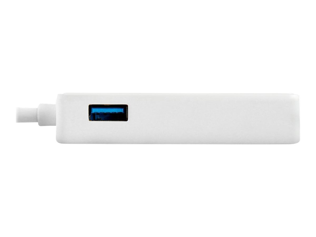Thumbnail 3 of 11 for StarTech.com USB 3.0 to Gigabit Ethernet NIC Network Adapter w/USB Port, White, USB to RJ45 Network Adapter, USB to LAN