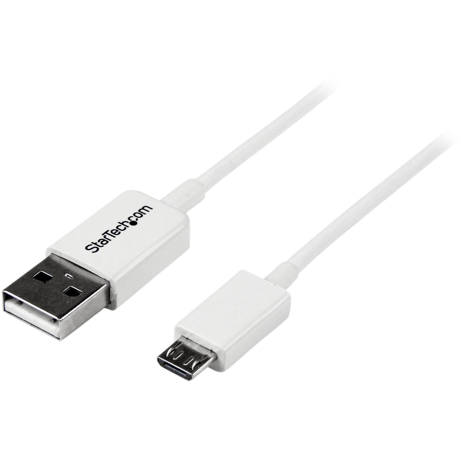 Thumbnail 2 of 4 for StarTech.com 0.5m White Micro USB Cable Cord - A to Micro B - Micro USB Charging Data Cable - USB 2.0