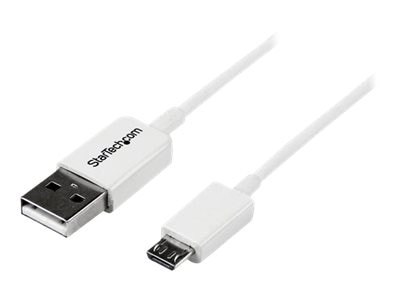 StarTech.com White Micro USB Cable - A to Micro B - Micro USB Charger
