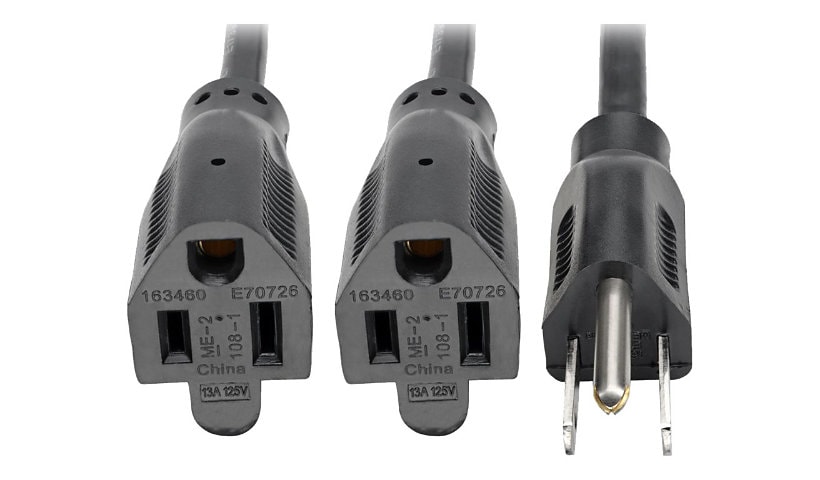 Eaton Tripp Lite Series Extension Cord Y Splitter, NEMA 5-15P to 2x NEMA 5-15R - 13A, 120V, 16 AWG, 18-in. (45.72 cm),