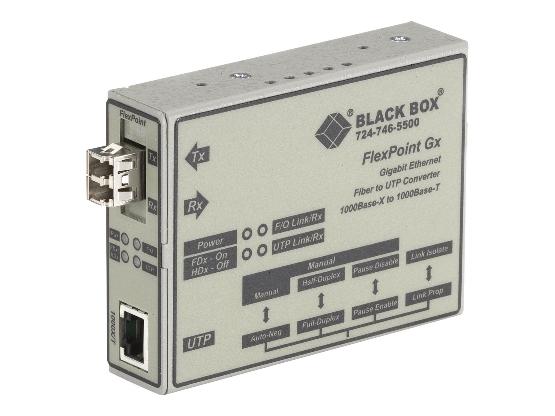 Black Box FlexPoint Modular Media Converter - fiber media converter - GigE - TAA Compliant