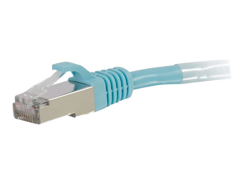 C2G 1ft Cat6a Snagless Shielded (STP) Ethernet Cable - Cat6a Network Patch Cable - PoE - Aqua