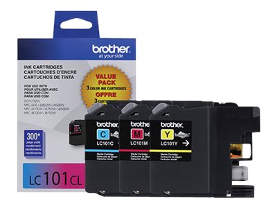 Brother LC101CL - 3-pack - yellow, cyan, magenta - original - ink cartridge