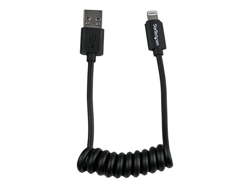StarTech.com Coiled Black Apple Lightning to USB Cable for iPhone iPod iPad