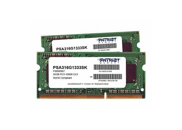 Patriot Signature Apple - DDR3 - 16 GB: 2 x 8 GB - SO-DIMM 204-pin - unbuffered