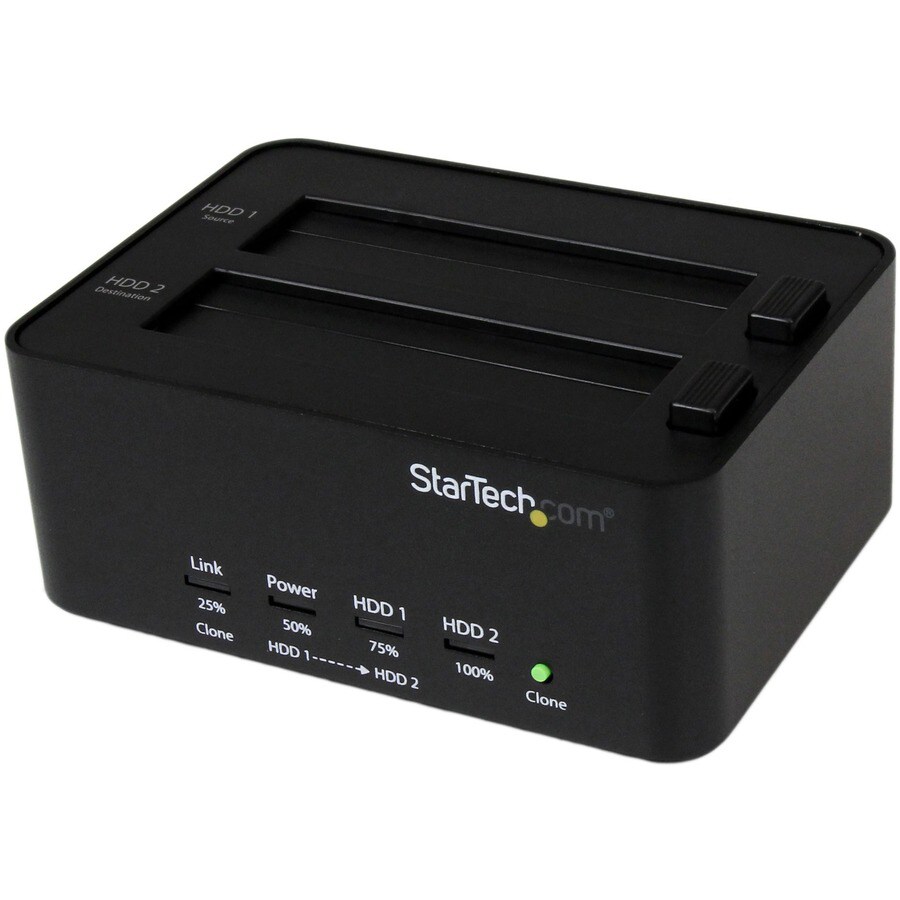 StarTech.com Dual Bay Hard Drive Duplicator Dock SATA HDD/SSD Eraser/Cloner  - SATDOCK2REU3 - Duplicators 