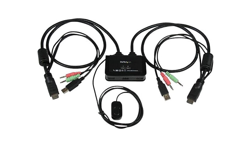StarTech.com 2 Port USB HDMI KVM Switch with Audio, Cables & Remote Switch