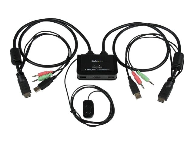 StarTech.com 2 Port USB HDMI KVM Switch with Audio, Cables & Remote Switch