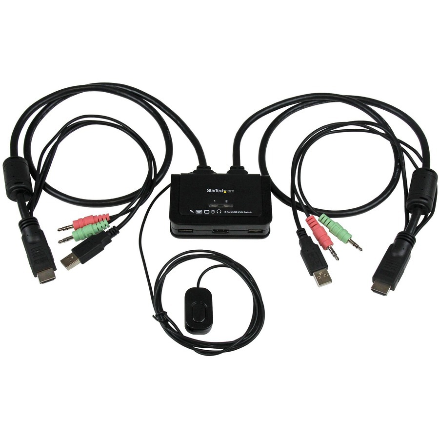 StarTech.com 2 Port USB HDMI KVM Switch with Audio, Cables & Remote Switch