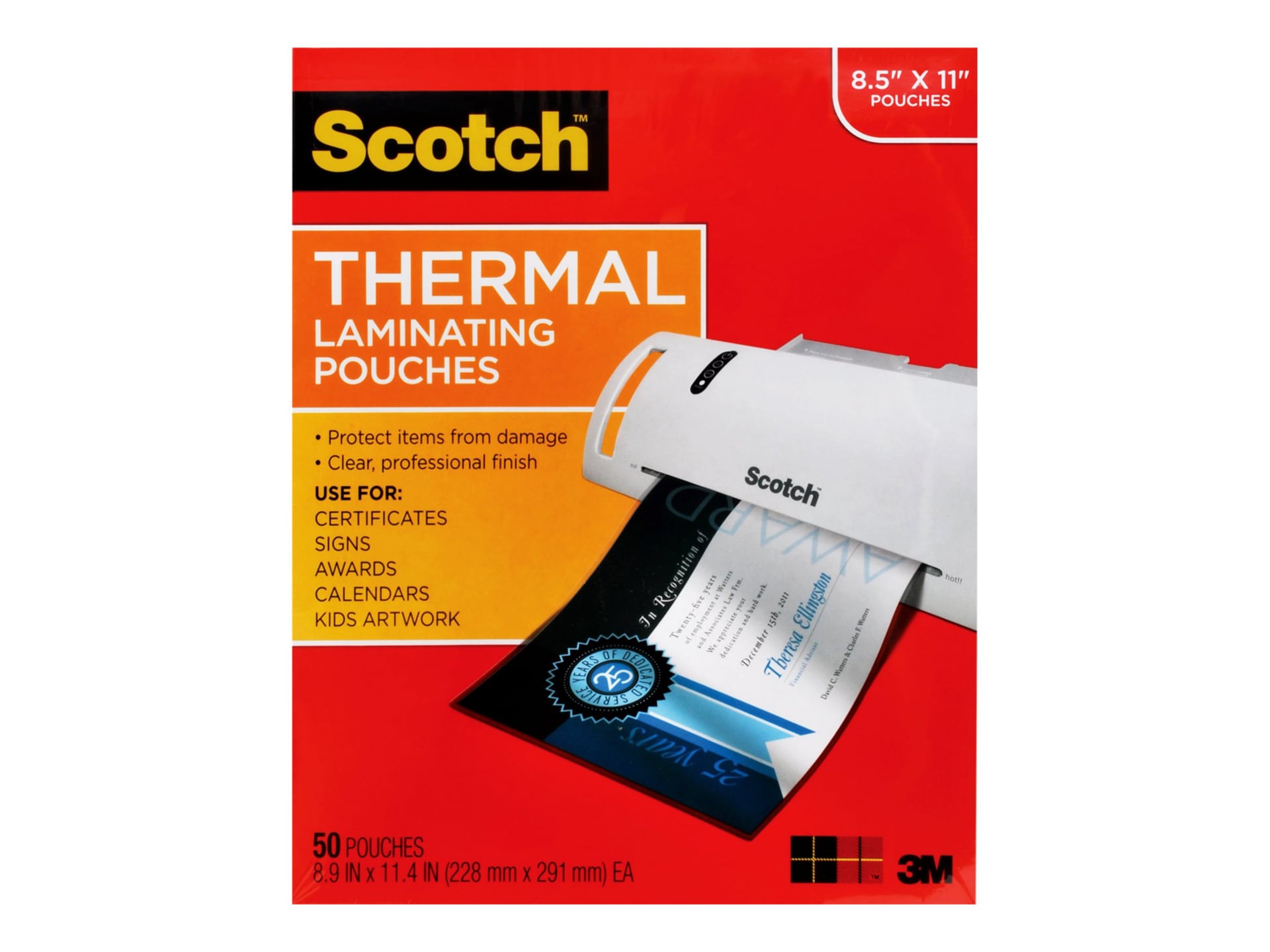 Scotch TP3854-20 - 50-pack - clear - glossy - 8.98 in x 11.46 in - laminati
