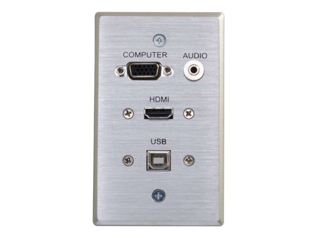Thumbnail 2 of 5 for C2G HDMI, VGA, 3.5mm and USB Pass Through Single Gang Wall Plate - Aluminum