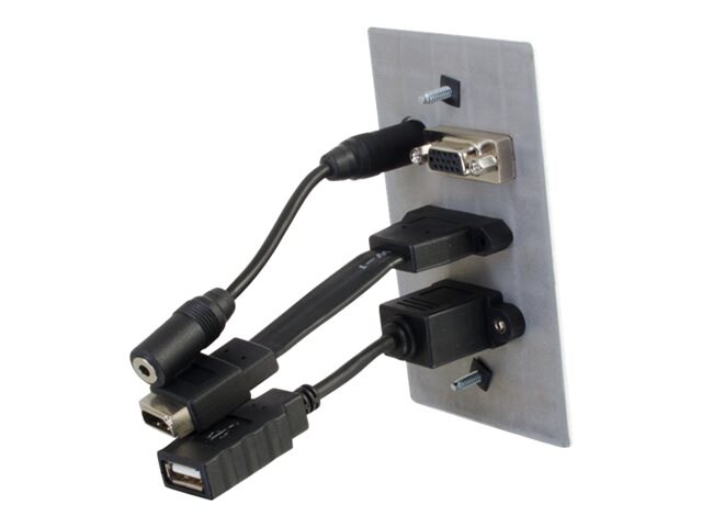 Thumbnail 3 of 5 for C2G HDMI, VGA, 3.5mm and USB Pass Through Single Gang Wall Plate - Aluminum