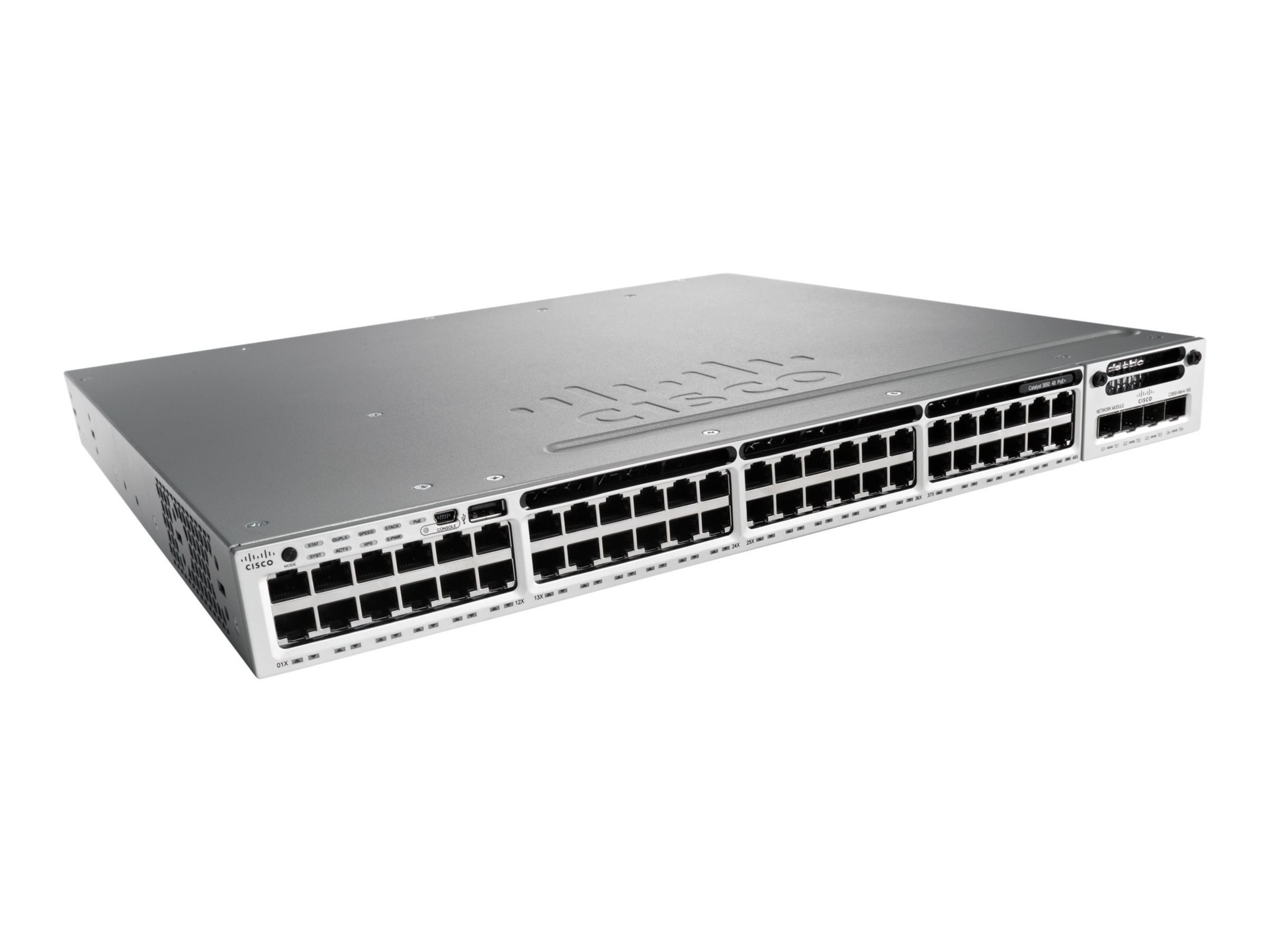 Cisco Catalyst 3850-48PW-S - switch - 48 ports - managed - rack-mountable - with 50 x Cisco Access Point Adder License,