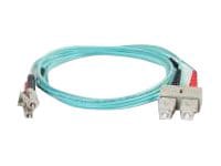 C2G 3m LC-SC 50/125 Duplex Multimode OM4 Fiber Cable - Aqua - 10ft - patch