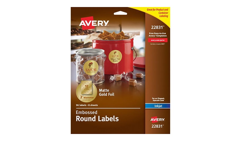 Avery Easy Peel Embossed Foil - embossed labels - 96 label(s) - 2 in round
