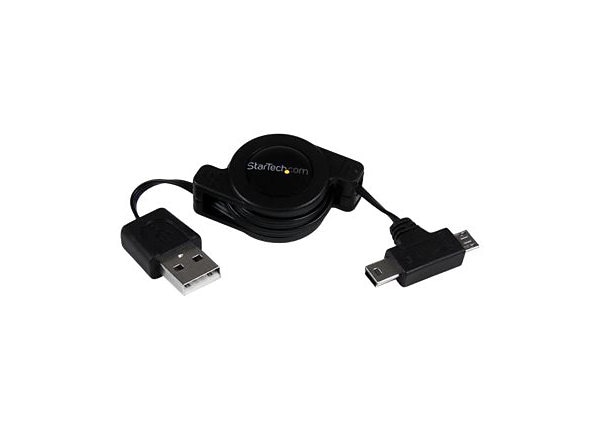 StarTech.com 2.5 ft Retractable USB Combo Cable - USB to Micro USB and Mini