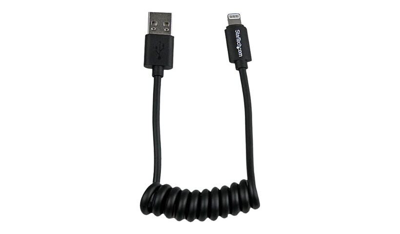 StarTech.com Coiled Black Apple Lightning to USB Cable for iPhone iPod iPad