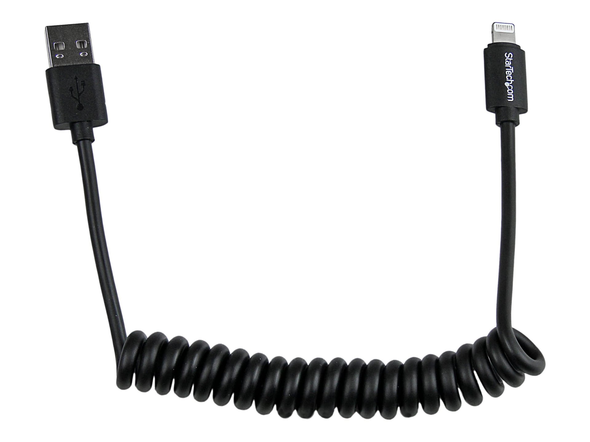 StarTech.com Coiled Black Apple Lightning to USB Cable for iPhone iPod iPad