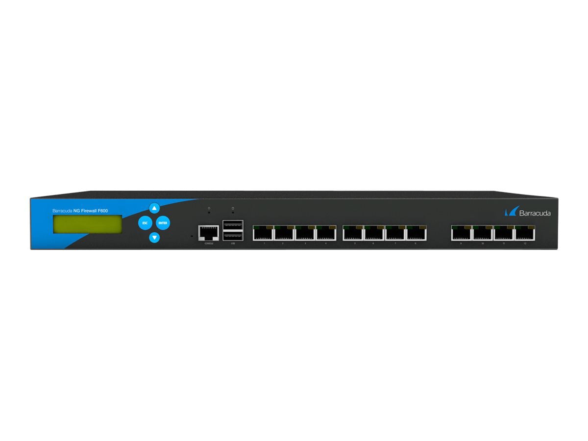 Barracuda NextGen Firewall F-Series F600 - security appliance - with 1 year Energize Updates and Instant Replacement