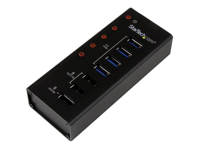 StarTech.com 4 Port USB 3.0 Hub plus 3 Dedicated USB Charging Ports (2 x 1A & 1 x 2A) - 5Gbps - Wall Mountable Metal