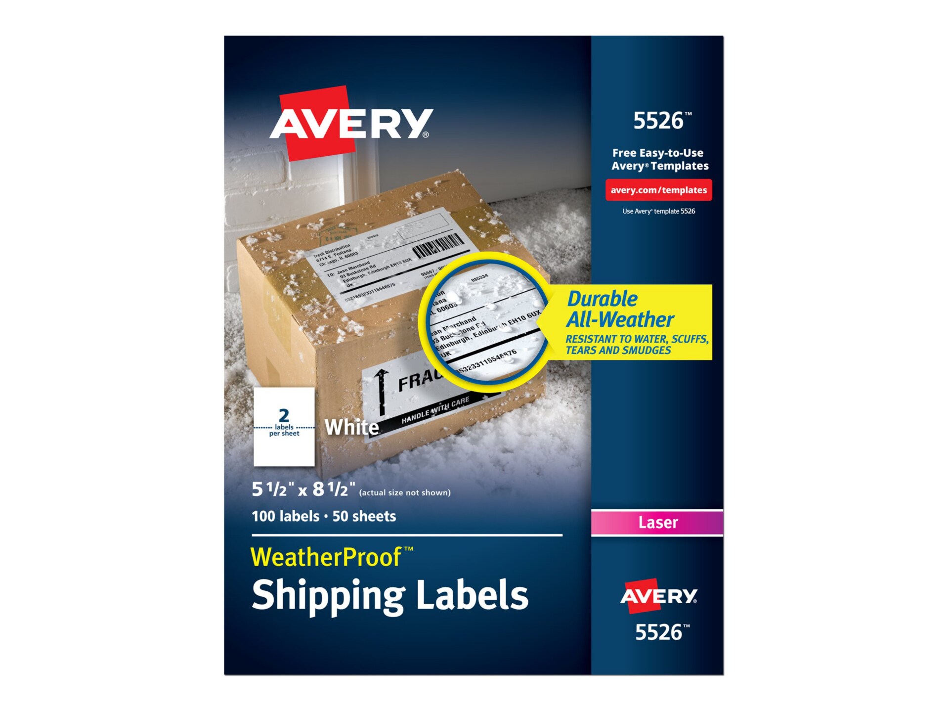 Avery WeatherProof Durable Laser Shipping Labels