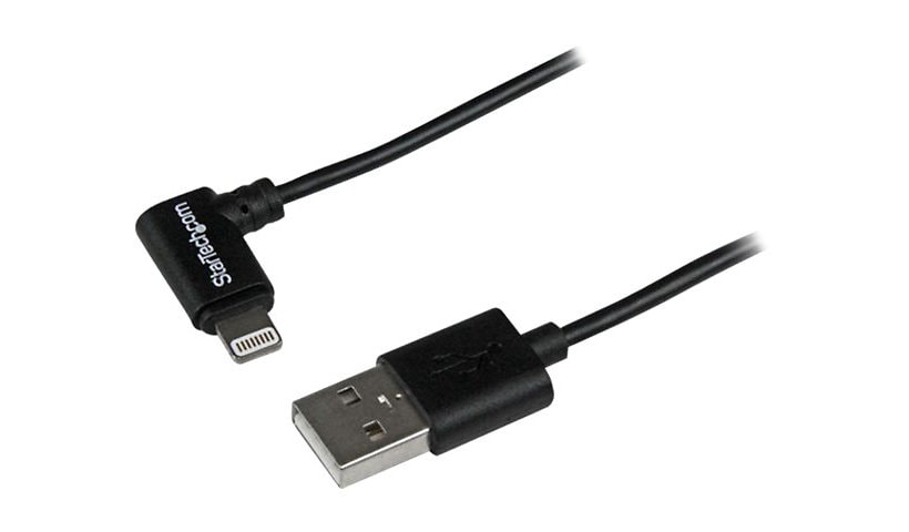 StarTech.com Angled Black Apple Lightning to USB Cable for iPhone iPod iPad