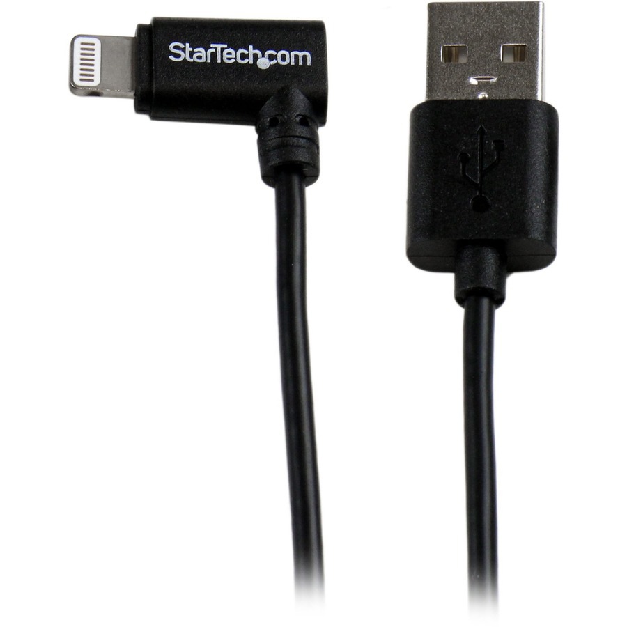 StarTech.com Angled Black Apple Lightning to USB Cable for iPhone iPod iPad