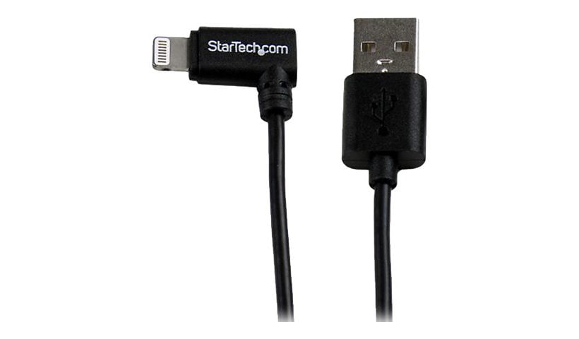 StarTech.com Angled Black Apple Lightning to USB Cable for iPhone iPod iPad