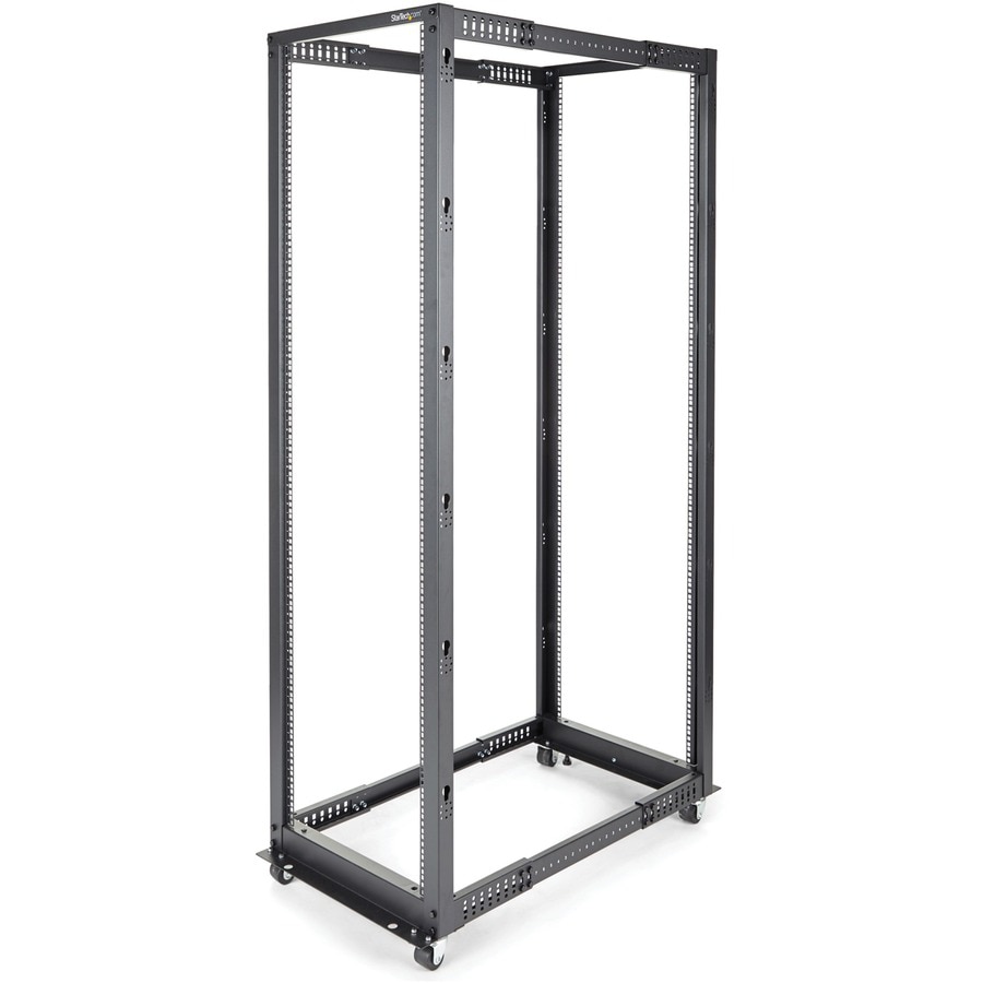 StarTech.com 4-Post 42U Mobile Open Frame Server Rack, 19in Rolling Network Rack for Computer/AV/Data/IT Equipment