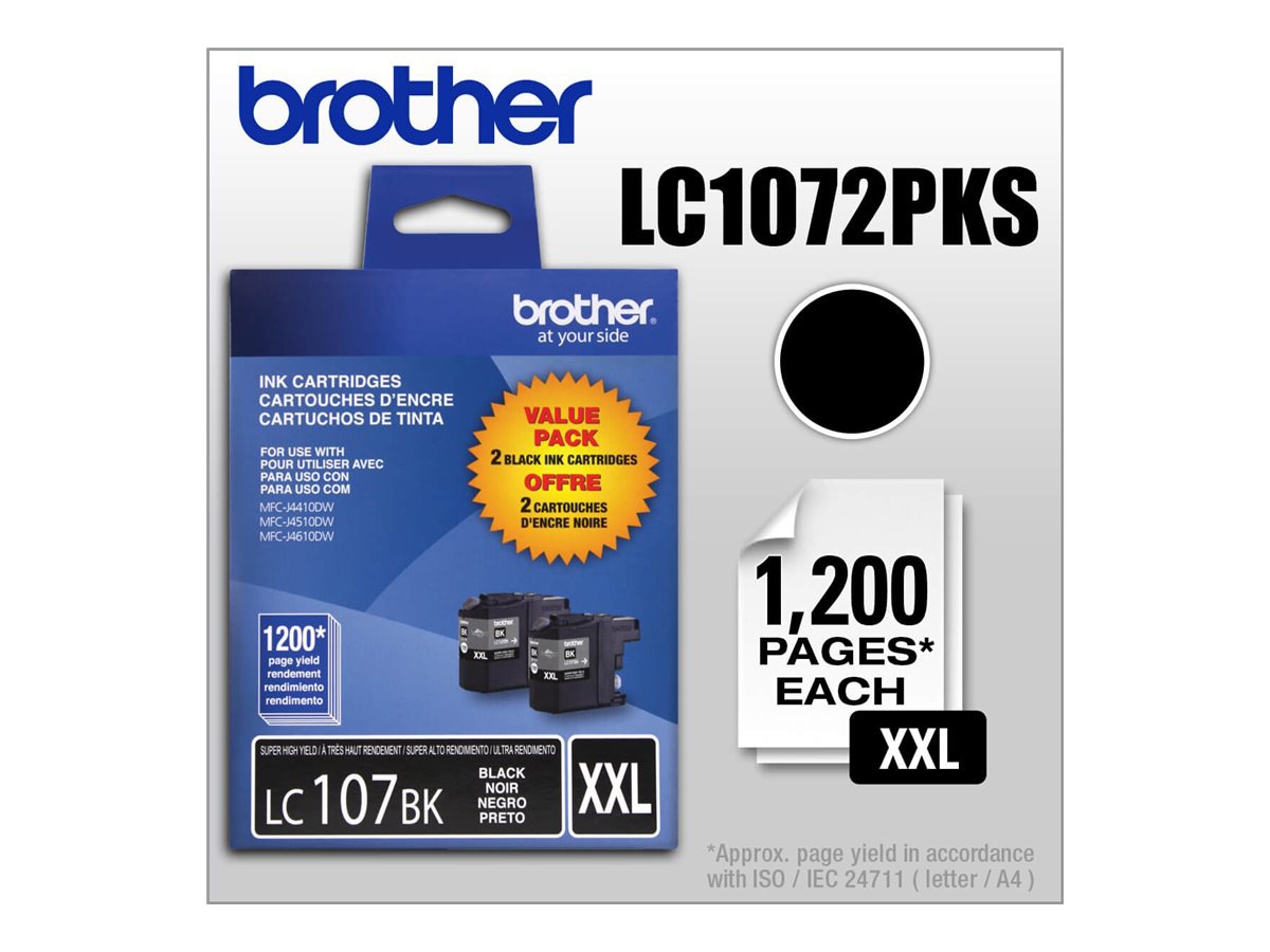 Brother LC107BK XXL - 2-pack - Super High Yield - black - original - ink ca