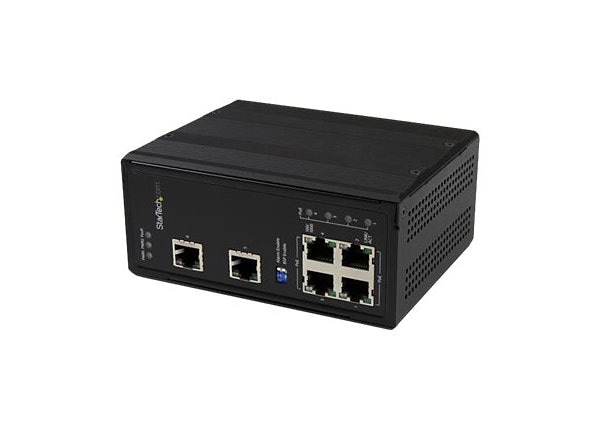 StarTech.com 6 Port Unmanaged Industrial Gigabit Ethernet Switch with 4 PoE+ Ports - DIN Rail / Wall-Mountable - switch