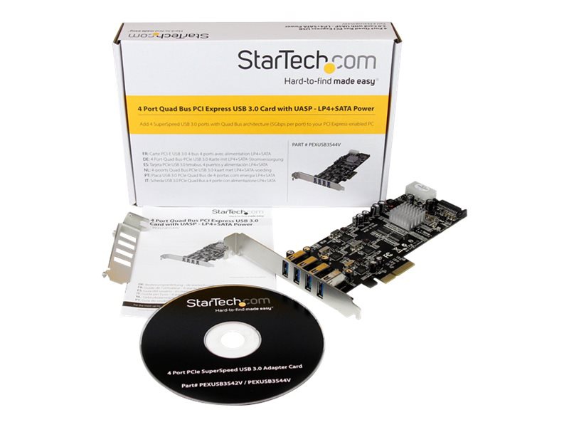Thumbnail 2 of 11 for StarTech.com 4 Port PCI Express (PCIe) SuperSpeed USB 3.0 Card Adapter w/ 4 Dedicated 5Gbps Channels - UASP - SATA/LP4