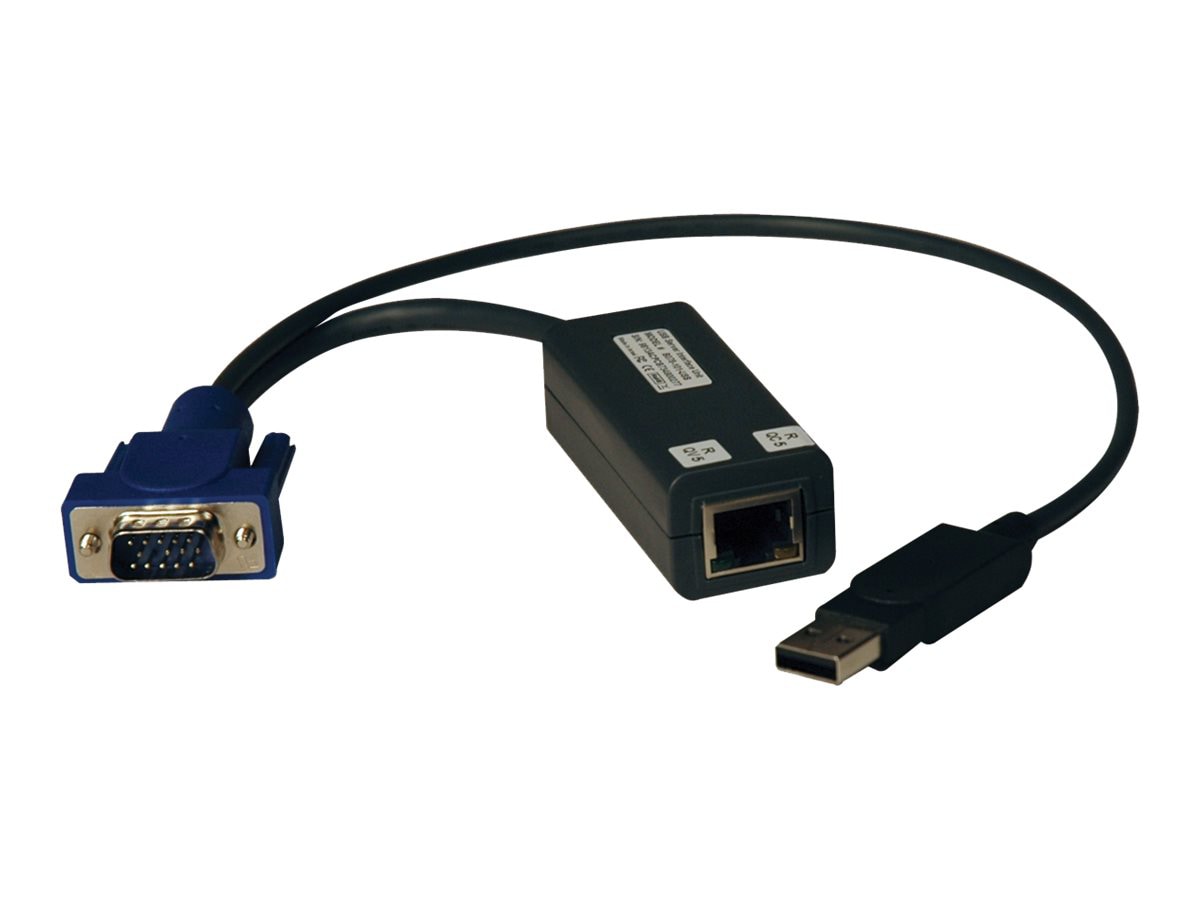 Tripp Lite Unité d'interface serveur unique USB Commutateur KVM Virtual Media HD15 USB RJ45 TAA - rallonge KVM
