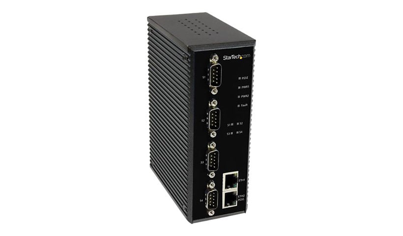 StarTech.com 4 Port Industrial RS-232/422/485 Serial PoE IP Device Server