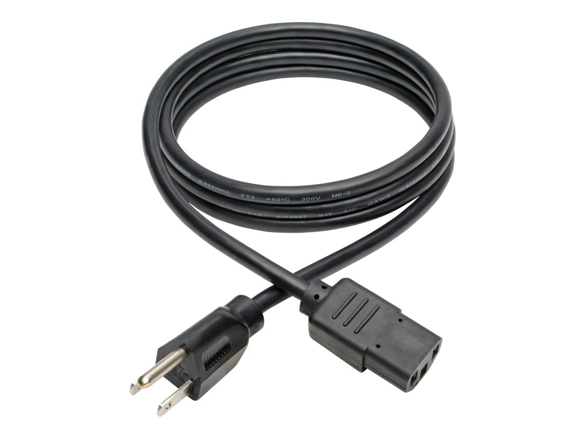 Thumbnail 2 of 13 for Eaton Tripp Lite Series Desktop Computer AC Power Cable, NEMA 5-15P to C13 - 10A, 125V, 18 AWG, 6 ft. (1.83 m), Black -