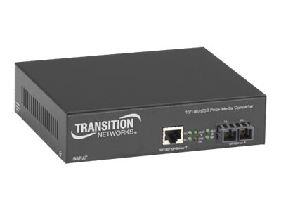 Transition Networks Stand-Alone Power over Ethernet (PoE+) PSE - fiber media converter - 10Mb LAN, 100Mb LAN, GigE