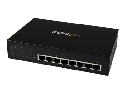StarTech.com 8 Port Unmanaged Gigabit PoE+ Switch - 802.3af/at - Wall Mount