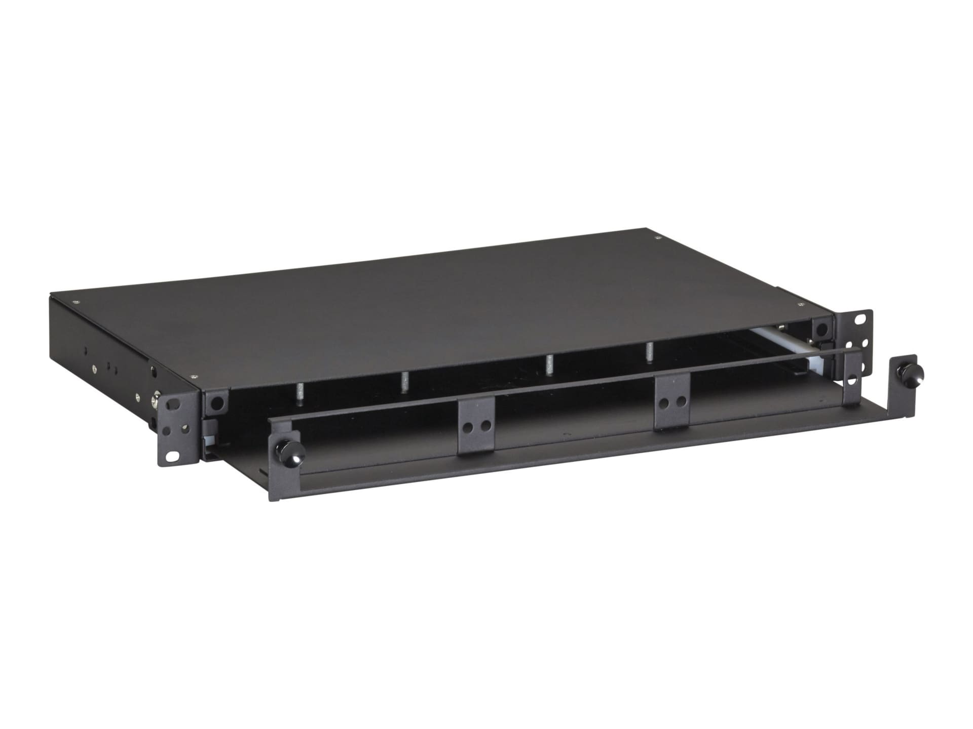 Black Box 1U Fiber Rackmount Locking Enclosure, 19", 3-Slot, Slide Tray