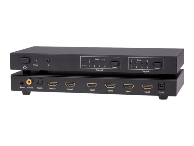 KanexPro HDMI 4x2 True Matrix Switcher w/ Audio - video/audio switch - desktop