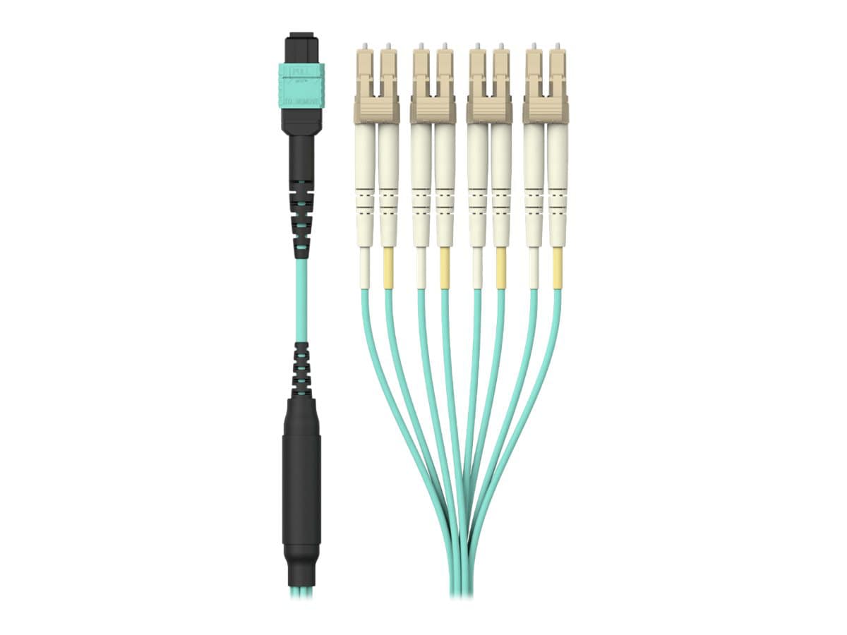 Belkin 2M MTP/LC Fiber Optic Cable, 40GB Aqua Multimode 50/125, OM3, Plenum
