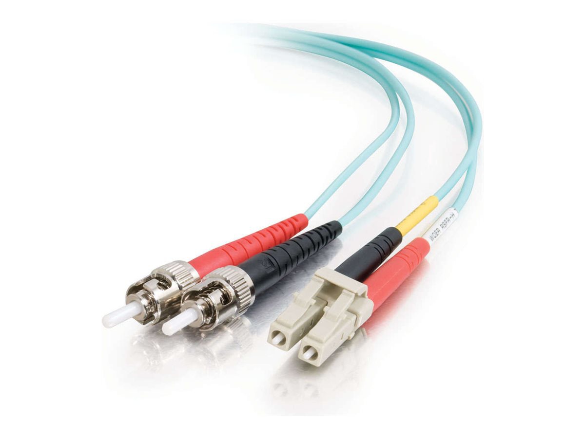 C2G 3m LC-ST 10Gb 50/125 Duplex Multimode OM3 Fiber Cable - Aqua - 10ft - p